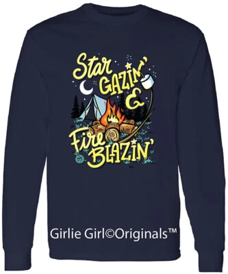 Girlie Girl Originals "Star Gazin' " 2562 Navy Long Sleeve T-Shirt - Image 1 of 2