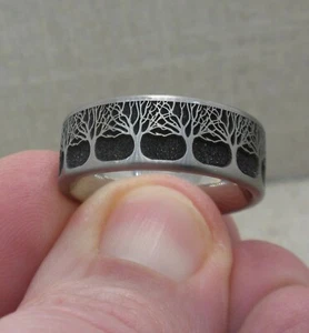 Titanium Tree of Life Wedding Ring Band Made in the UK Size 8.5 or 9.5 - Picture 1 of 6