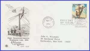 USA5 #3183e ADDR PCS ARTCRAFT FDC   1910 Telephone Spans the Nation - Picture 1 of 1