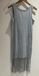 Vero Moda Dress Size XS 8 New Grey Fringe Sleeveless Midi Summer Holiday Beach - Picture 1 of 14
