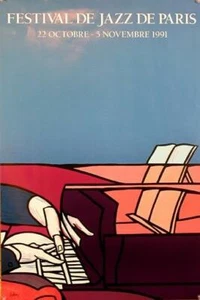 FESTIVAL JAZZ BY ADAMI 1991 ORIGINAL POSTER ON LINEN - Picture 1 of 1