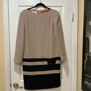 Vintage Richie Freeman for Teri Jon WOOL Dress brown/black, full lined , Size 8 - Picture 1 of 12