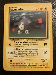 MAGNEMITE Base Set 53/102 Common Pokemon Card Unlimited Edition MP - Picture 1 of 2