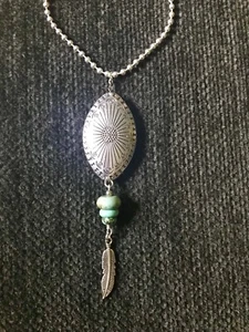 Car Charm Rearview Mirror Southwest Flavor Turquoise & Feather Charm - Picture 1 of 4