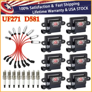 8* Square Ignition Coil+Spark Plug+Wire Kit For Chevy Silverado 1500 Tahoe GMC - Picture 1 of 24
