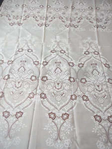 Vtg Fabric Curtain Sheer Brown & Cream Floral Panel Print 62"L x 61"W - Picture 1 of 4
