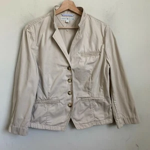Tommy Hilfiger Jacket Beige Stand Collar 3/4 Sleeve Buttons Pockets Size XL - Picture 1 of 10