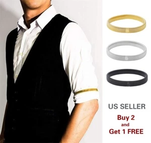 Men Non Slip Elastic Metal Arm Bands For Shirts T-shirt Suit - Picture 1 of 8