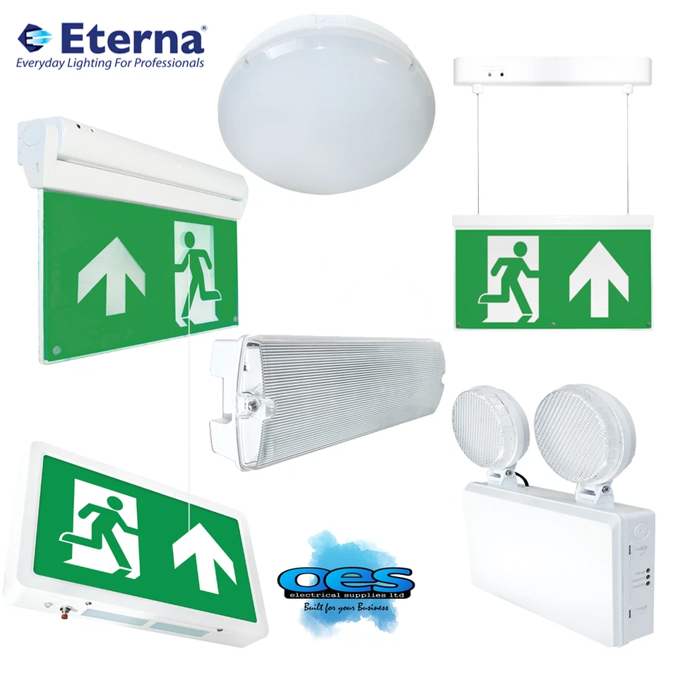 ETERNA LED EMERGENCY LIGHTING EXIT SIGN BULKHEAD MAINTAINED NON-MAINTAINED TWINSPOT
