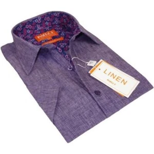 Camisa deportiva de lino suave de calidad premium para hombre INSERCH mangas cortas SS717 púrpura - Imagen 1 de 11