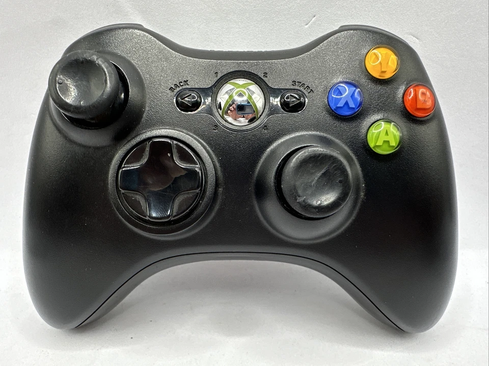 Controlador inalámbrico Microsoft Xbox 360 negro/negro - OEM 1403 con bate recargable Foto 1 de 4