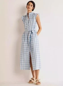 Boden Jane Smocked Midi Shirt Dress Size 16R - Picture 1 of 7