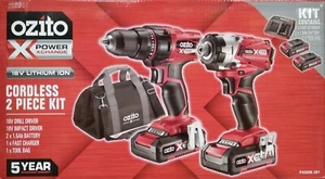 2 Piece Ozito® 18V PowerXChange Cordless Electric Drill Impact Driver Combo Kit - Picture 1 of 1