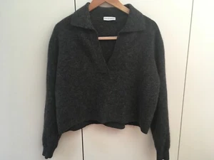 SCANLAN THEODORE Cropped Shirt Sweater 12 Charcoal Sz XS $400 - Picture 1 of 5