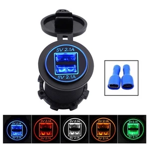 Voiture Motos Chargeur Prise Power Socket Noir DC12V-24V Double Port USB - Photo 1 sur 41