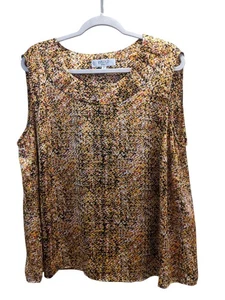 Kasper ärmelloses Tanktop in Goldtönen mit gerafftem Kragen Größe 2X - Bild 1 von 11