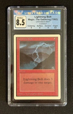 MTG Unlimited Lightning Bolt CGC 8.5 NM/Mint+ 1993 8.5B++ - Image 1 of 2
