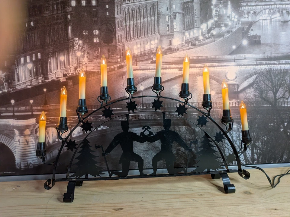 DDR Schwibbogen Metall elektrisch mit Leuchtmittel im Karton ca. 56cm breit  - Bild 1 von 4