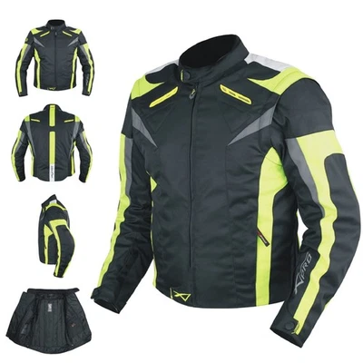 Motorradjacke CE Protektoren Sport Textil Motorrad Thermofutter Fluo gelb XL - Bild 1 von 4