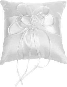 Cosmos Satin Bridal Wedding Ring Bearer Pillow Cushion Bearer with Ribbons Ring - Picture 1 of 12