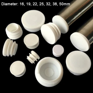16mm-50mm White Round Plastic Blanking End Caps Tube Pipe Inserts Plugs Bungs - Picture 1 of 8