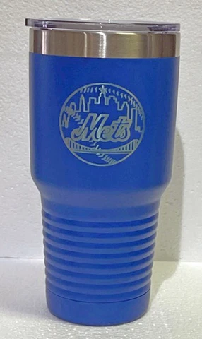 New York Mets Polar Camel 30 oz Blue Ringneck Vacuum Insulated Tumbler clear lid Cover