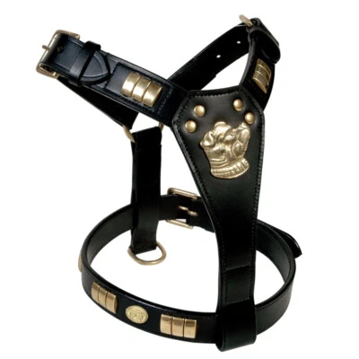 DOG HARNESS  REAL LEATHER FULLY PADDED BRASS FITTING WITH STAFFY MOTIF - Image 1 of 4