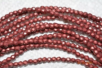 Cuentas de vidrio facetado redondas checas pulidas al fuego de 3 mm - tomates cereza saturados CT Foto 1 de 2