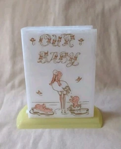 Vtg Celluloid Our Baby Coin Bank Stork Triplets - Picture 1 of 10