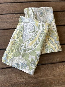 Pottery Barn BENNETT Pair STD Shams Sage Yellow Ivory Blue Paisley Palamplore - Picture 1 of 6