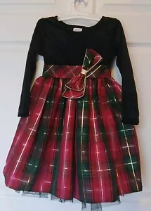 Girls Dress Holiday Occasion Sweetheart Rose Brand Red Green Plaid Size 5 - Picture 1 of 2