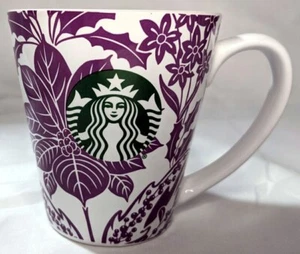 Taza de cerámica Starbucks Coffee 2017 púrpura hojas de flores vacaciones 9,63 oz NUEVA - Imagen 1 de 4