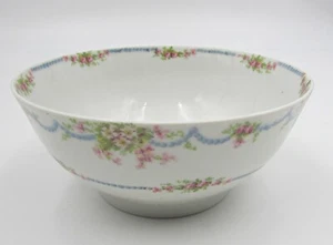 William Guerin Cranberry/Abfallschale - rosa Blumen/blaue Perlen - GUE148 - Bild 1 von 5