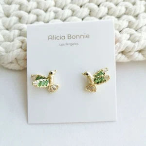Authentische Alicia Bonnie Kolibri Gold Multi Color Kristall Ohrstecker - Bild 1 von 4