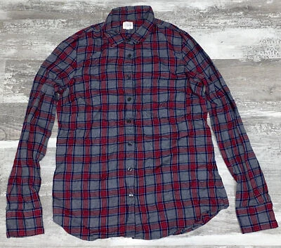 Camisa J Crew Mujer Pequeña Roja Gris Perfecta Abotonada A Cuadros Manga Larga Preppy Foto 1 de 4