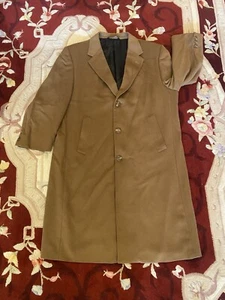 Vintage Men's Pronto MODA Italia Long Cashmere Blend Coat Light Brown - Picture 1 of 19