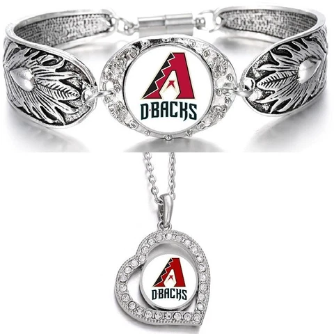 Arizona Diamondbacks 925 Sterling Silver Necklace With Bracelet Set D3D19 Cover