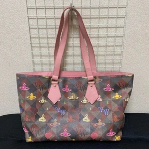 Borsa donna Vivienne Westwood Hand Tote Bag rosa sfera 50x28cm manico 31cm rara USATA - Foto 1 di 6