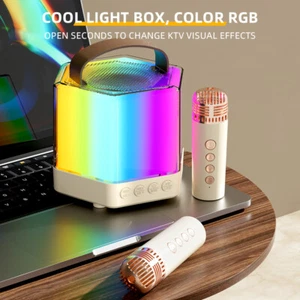 Karaoke Machine Mini Wireless Microphone and Speaker Set with 2 Microphone RGB - Picture 1 of 9