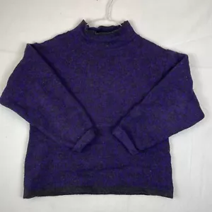 Work Of Ford Beckman 100% Virgin Wool Sweater Men’s Medium Purple Geometric 90s - Picture 1 of 11