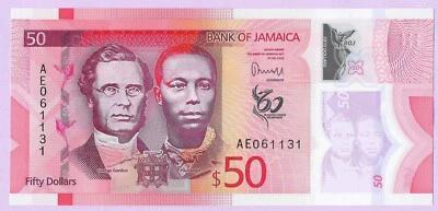 50 Dollars JAMAÏQUE 2022 - Commémo Indépendance, P-96, UNC, GW Gordon, P Bogle - Photo 1/2