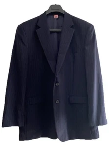 Chaps Ralph Lauren 46L Black W/Silver Pinned Striped Blazer Sport Coat Mens - Picture 1 of 10
