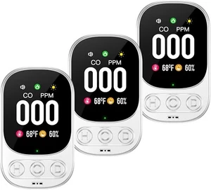 3 X Carbon Monoxide Detector Plug 3-in-1 CO Level Monitor Alarm/Humidity Sensor - Picture 1 of 12