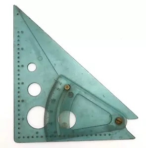 Protractor de ángulo C-Thru vintage 0-90 grados verde ajustable hardware de latón AT8 - Imagen 1 de 10