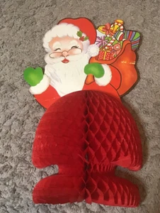 Vtg.Honeycomb Santa Claus Stand Up Closed Eyes And Toy Sack 15”Tall Unmarked - Picture 1 of 3