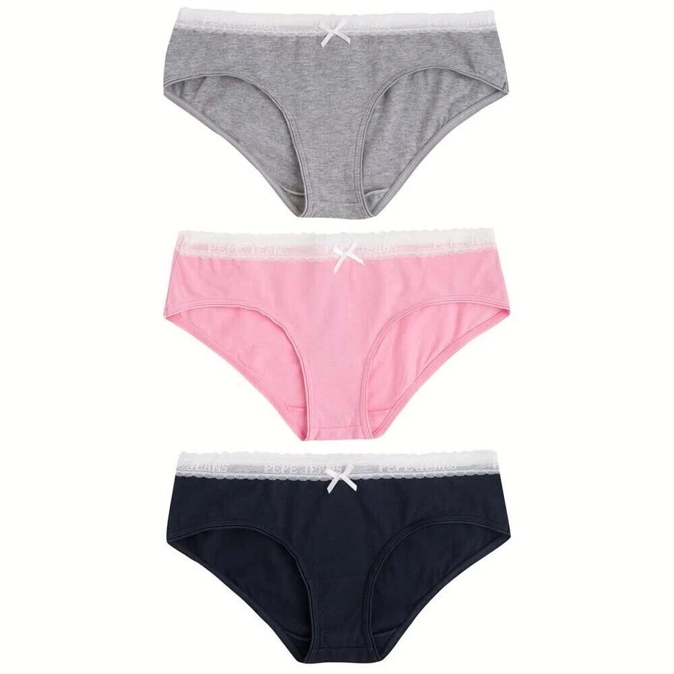 Pack de 3 calzoncillos bragas con ribete de encaje PEPE para niñas 11-12 años 3 colores Foto 1 de 4
