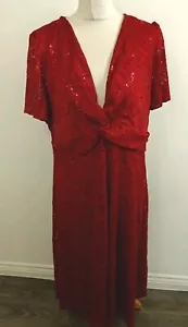 Roman Size 20 Red Sequin Lace Fit & Flare Midi Dress Brand New With tags... - Picture 1 of 12