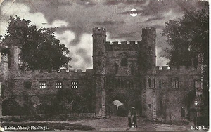 Battle Abbey, Hastings after dark Postcard B&R Ltd 1918/9 - Picture 1 of 2
