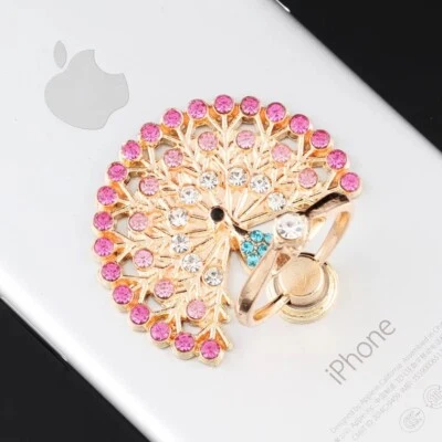 Universal 360 Rotating Cell Phone Finger Ring Stand Holder-Crystal Peacock Skirt - Image 1 of 4