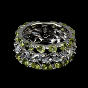 Sommer 925 Silberring Marquise Aquamarin Peridot Natürlicher Edelstein Schmuck 9 - Bild 1 von 14